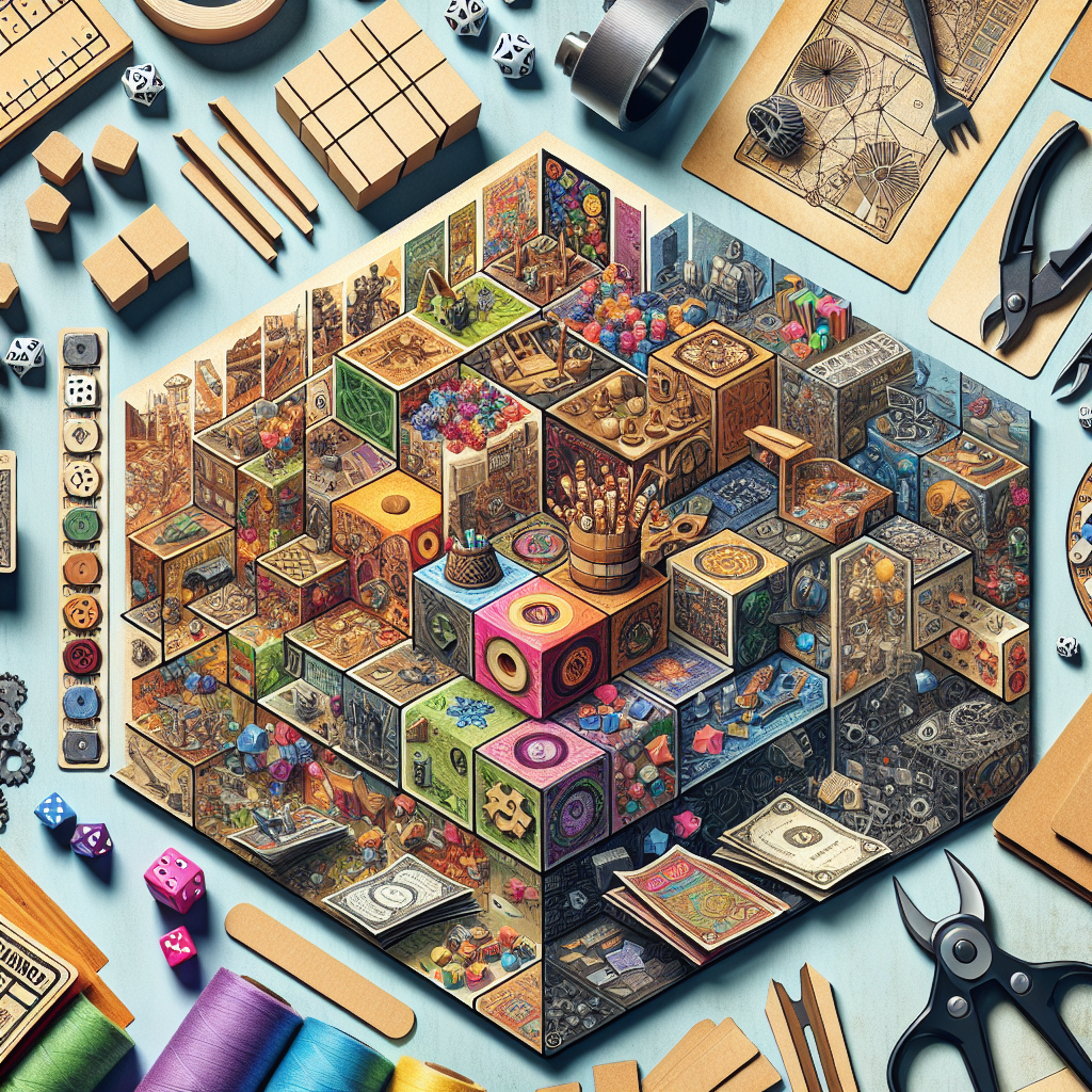 Board game manufacturing collage