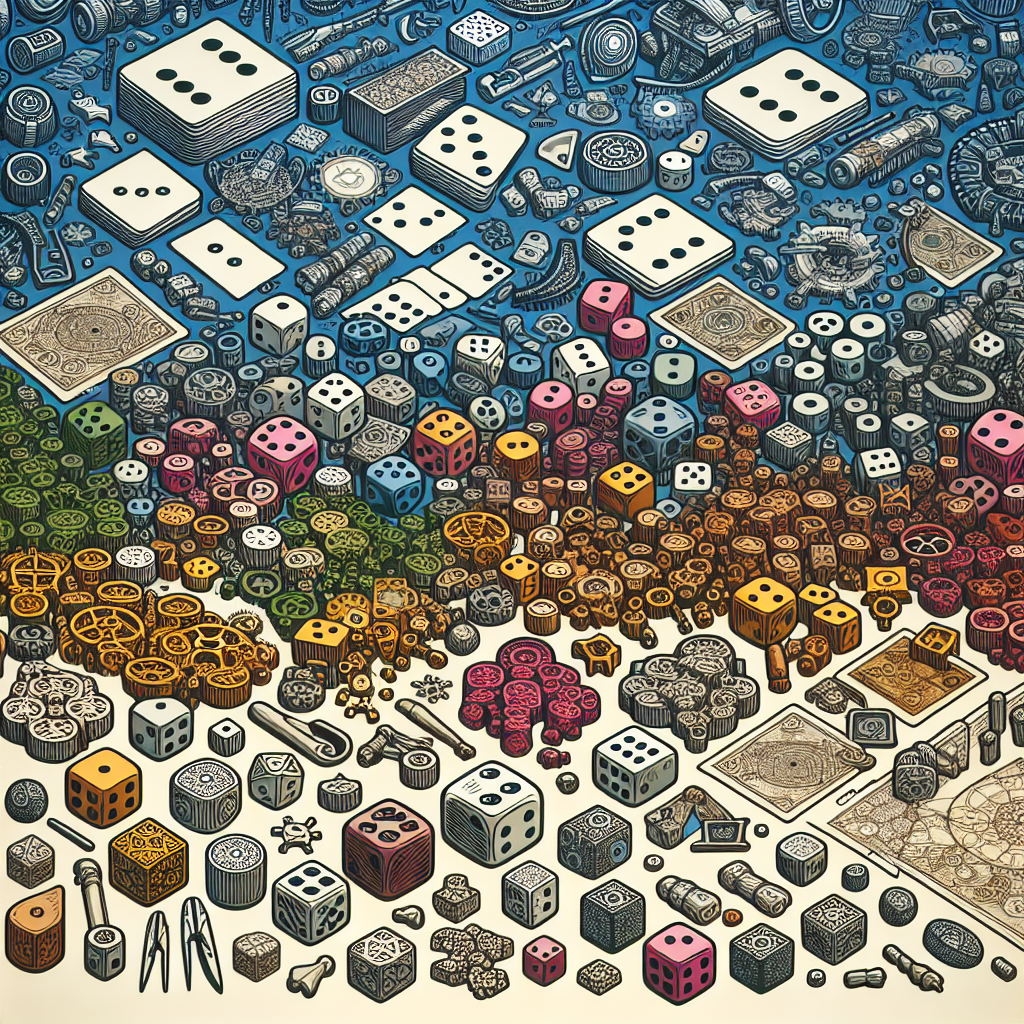 Game manufacturing components on a table