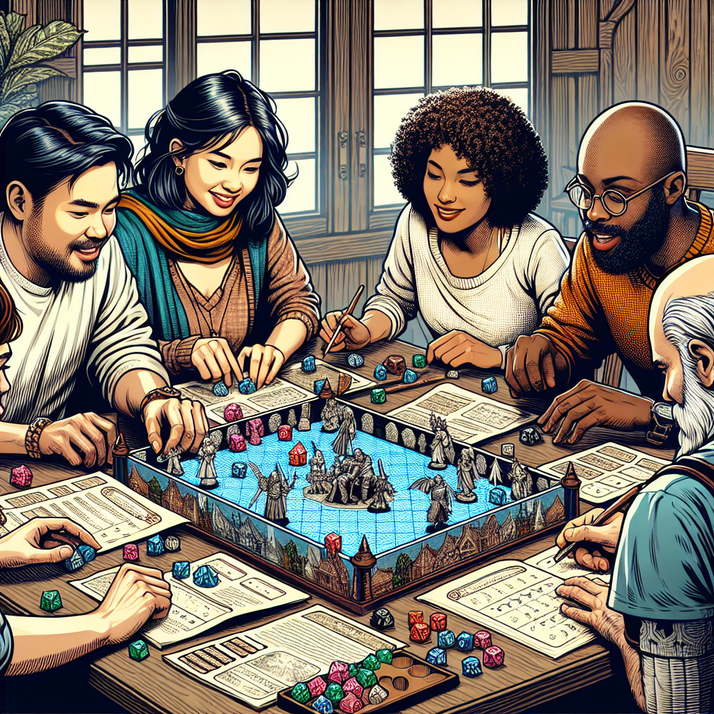 Friends playing an RPG board game